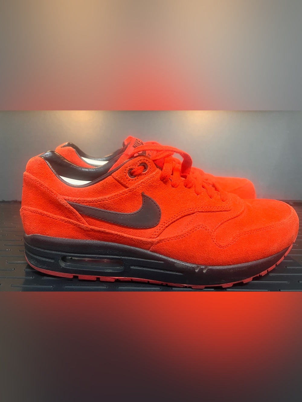Nike Air Max 1 Premium "Pimento" Red Suede – Excellent Condition